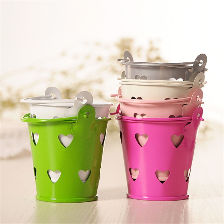 Heart Hollow Round ผู้ถือปากกาตกแต่งน่ารัก Mini Desktop Storage ถังเหล็กผู้ถือดินสอขาตั้ง