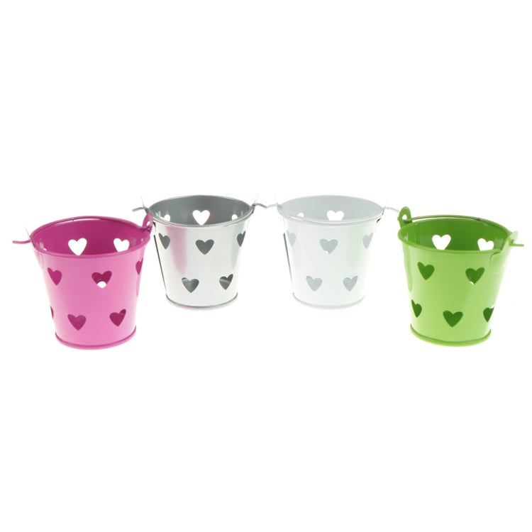 Heart Hollow Round ผู้ถือปากกาตกแต่งน่ารัก Mini Desktop Storage ถังเหล็กผู้ถือดินสอขาตั้ง