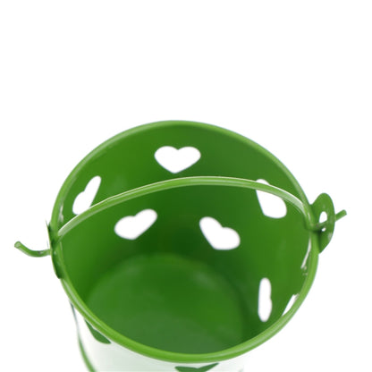 Heart Hollow Round ผู้ถือปากกาตกแต่งน่ารัก Mini Desktop Storage ถังเหล็กผู้ถือดินสอขาตั้ง
