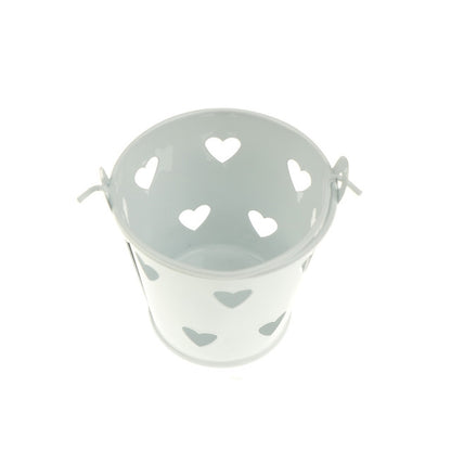 Heart Hollow Round ผู้ถือปากกาตกแต่งน่ารัก Mini Desktop Storage ถังเหล็กผู้ถือดินสอขาตั้ง