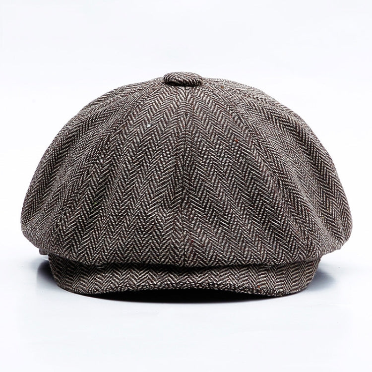 14128 Stripe Snap Design Beret ฤดูใบไม้ร่วงและฤดูหนาว Retro หมวกแปดเหลี่ยมป่า, 60CM