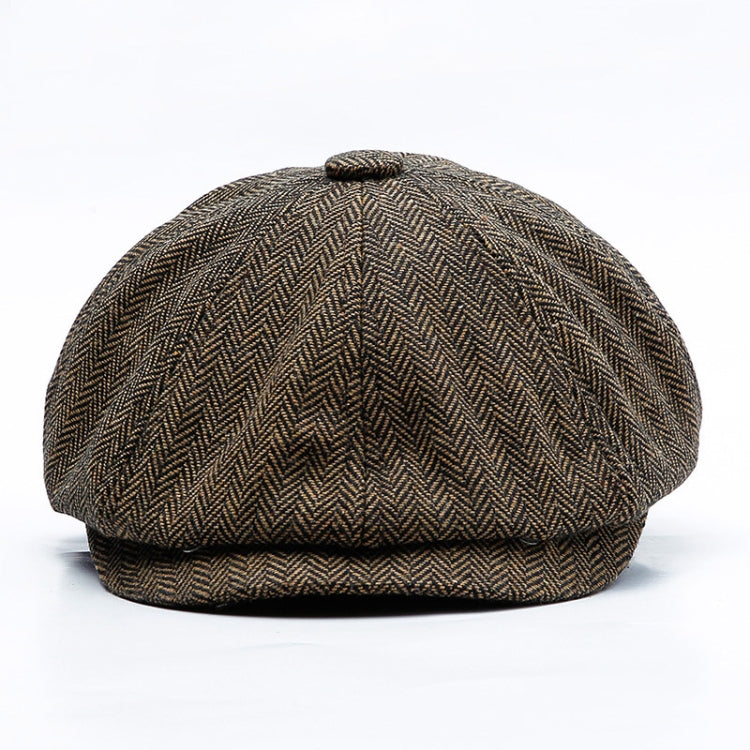 14128 Stripe Snap Design Beret ฤดูใบไม้ร่วงและฤดูหนาว Retro หมวกแปดเหลี่ยมป่า, 60CM