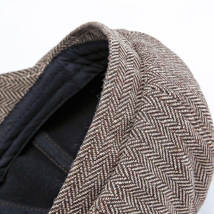 14128 Stripe Snap Design Beret ฤดูใบไม้ร่วงและฤดูหนาว Retro หมวกแปดเหลี่ยมป่า, 60CM