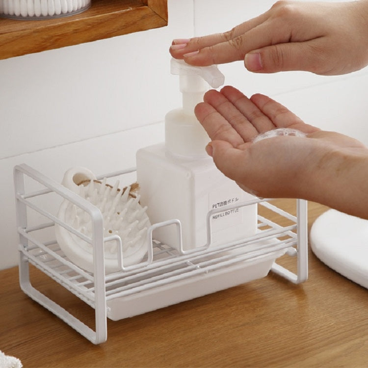 ห้องครัวเหล็กตะแกรงระบายน้ำลูกเหล็กสบู่ผ้าเช็ดจานชั้นเก็บ, Kitchen Drain Rack