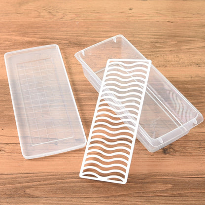 6 ชิ้นห้องครัวตู้เย็น Drainable สดกล่องอาหารพลาสติกปิดผนึกตู้แช่แข็งกล่องเก็บปลาสดกล่อง, 27x20x5.5cm, 27x11x6cm