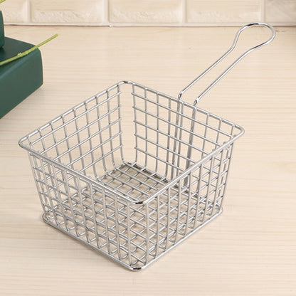 2 ชิ้นไฟฟ้า Wrought Iron Fries ตะกร้าทอด Mini Grid ทอดตะกร้าเก็บอาหาร, Chrome