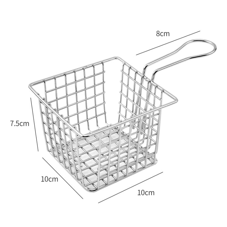 2 ชิ้นไฟฟ้า Wrought Iron Fries ตะกร้าทอด Mini Grid ทอดตะกร้าเก็บอาหาร, Chrome