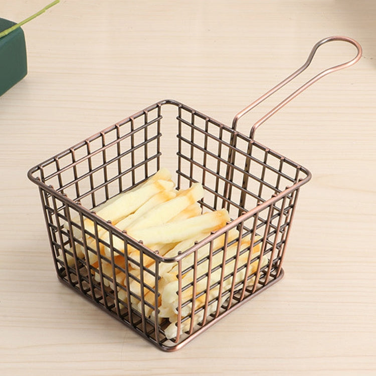 2 ชิ้นไฟฟ้า Wrought Iron Fries ตะกร้าทอด Mini Grid ทอดตะกร้าเก็บอาหาร, Chrome