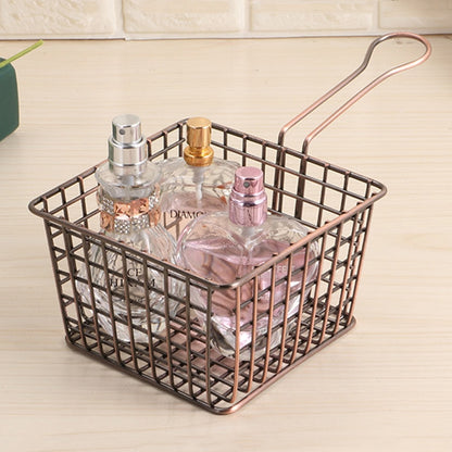 2 ชิ้นไฟฟ้า Wrought Iron Fries ตะกร้าทอด Mini Grid ทอดตะกร้าเก็บอาหาร, Chrome