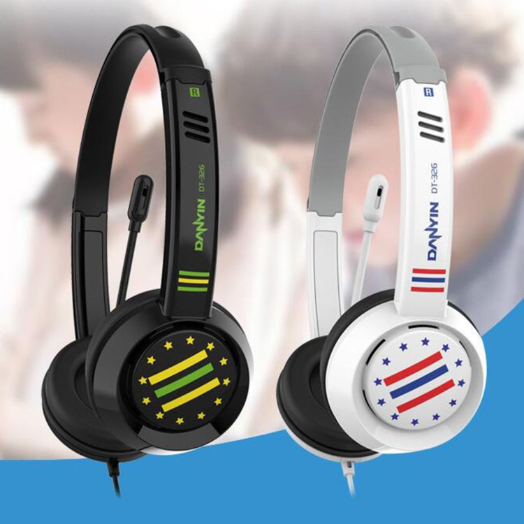 DANYIN DT326 คอมพิวเตอร์ตั้งโต๊ะแบบติดศีรษะเด็กสายการเรียนรู้พร้อมไมโครโฟน, ความยาวสายเคเบิล: 1.8 ม., DT326 3.5mm Two-hole White, DT326 3.5mm Two-hole Black, DT326 Single Hole Four-level White, DT326 Single Hole Four-level Black, DT326 Star Flag White ...