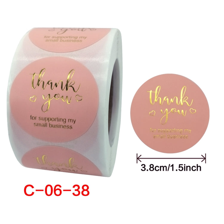 3 ชิ้นม้วนสีชมพู Hot Stamping ขอบคุณสติกเกอร์ฟิล์มกาวสติกเกอร์ซองจดหมาย/วันหยุดของขวัญตกแต่ง, C-06-38, C-07-38, C-08-38, C-09-38