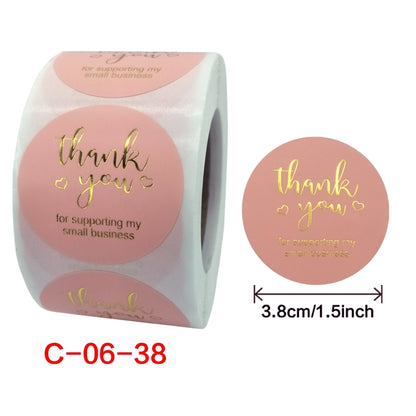 3 ชิ้นม้วนสีชมพู Hot Stamping ขอบคุณสติกเกอร์ฟิล์มกาวสติกเกอร์ซองจดหมาย/วันหยุดของขวัญตกแต่ง, C-06-38, C-07-38, C-08-38, C-09-38