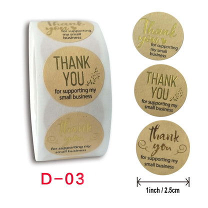 5 ชิ้นม้วนกระดาษคราฟท์ปั๊มร้อนขอบคุณฉลากสติกเกอร์อบขนม, D-03