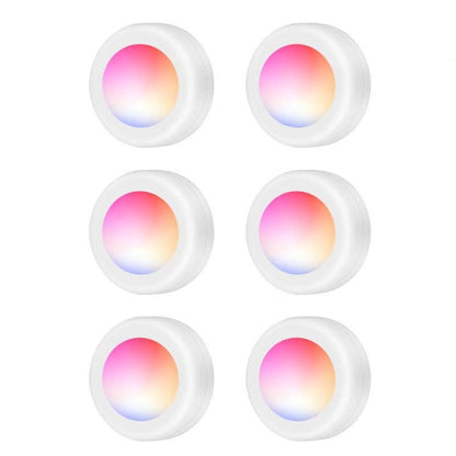 6 ชิ้น/เซ็ต 16 สี RGB LED Night Light Strobe บรรยากาศ Pat Light รีโมทคอนโทรลตู้ไฟ 2 รีโมทคอนโทรล