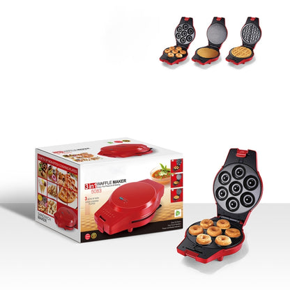 3-in-1 Multi-Function Eleictric Baking Pan เครื่องทำอาหารเช้าโดนัทแซนวิชเครื่องทำวาฟเฟิลเครื่องทำพิซซ่า, ปลั๊ก EU, 3-in-1 Multi-Function Waffle Maker