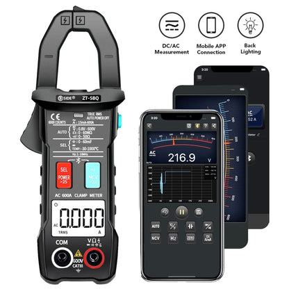 BSIDE Bluetooth 5.0 6000 คำแคลมป์มิเตอร์ AC อัจฉริยะความแม่นยำสูง, ZT-5BQ, ZT-5BQ+C3140 Clip
