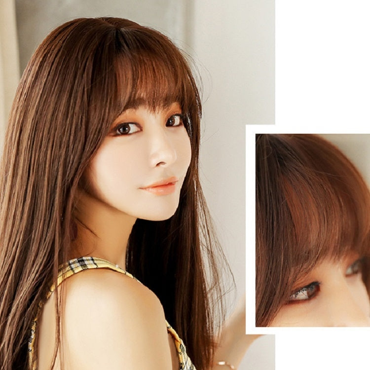 หมวกไฟเบอร์สังเคราะห์วิกผมยาวตรงสมจริงสำหรับผู้หญิง, Short Cold Brown 45CM