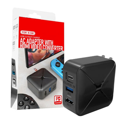 การฉายภาพมัลติฟังก์ชั่นและการชาร์จไฟฐานอะแดปเตอร์ AC รองรับ Android/PC/Lite สำหรับสวิตช์, Black+US Plug, Black+EU Plug, Black+UK Plug