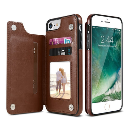 สำหรับ iPhone XR Retro PU เคสหนังผู้ถือบัตรหลายเคสโทรศัพท์, For iPhone XR