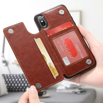สำหรับ iPhone XS Max Retro PU หนังกรณีผู้ถือบัตรหลายกรณีโทรศัพท์, For iPhone XS Max