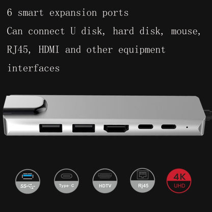 6 in 1 USB3.1 Type-C ถึง HDMI + RJ45 Docking Station สำหรับ Nintendo Type-C Docking Station, 6 in 1