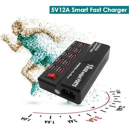 อินเทอร์เฟซ USB 100-240V ชาร์จเร็วอัจฉริยะเครื่องชาร์จอิเล็กทรอนิกส์ดิจิตอลเครื่องชาร์จมัลติฟังก์ชั่นปลั๊ก US, 10 Ports, 12 Ports