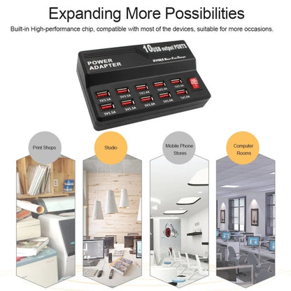 อินเทอร์เฟซ USB 100-240V ชาร์จเร็วอัจฉริยะเครื่องชาร์จอิเล็กทรอนิกส์ดิจิตอลเครื่องชาร์จมัลติฟังก์ชั่นปลั๊ก US, 10 Ports, 12 Ports