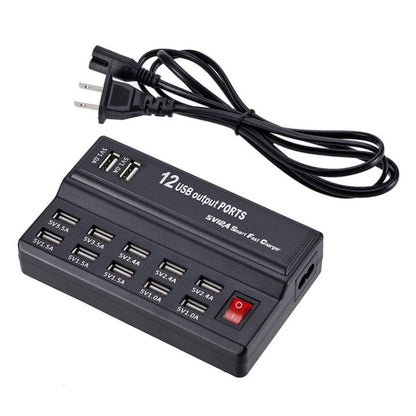 อินเทอร์เฟซ USB 100-240V ชาร์จเร็วอัจฉริยะเครื่องชาร์จอิเล็กทรอนิกส์ดิจิตอลเครื่องชาร์จมัลติฟังก์ชั่นปลั๊ก US, 10 Ports, 12 Ports
