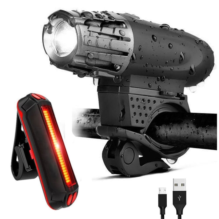 ไฟจักรยาน USB ไฟเตือนจักรยานเสือภูเขาแบบชาร์จไฟได้, Front Light + Tail Light