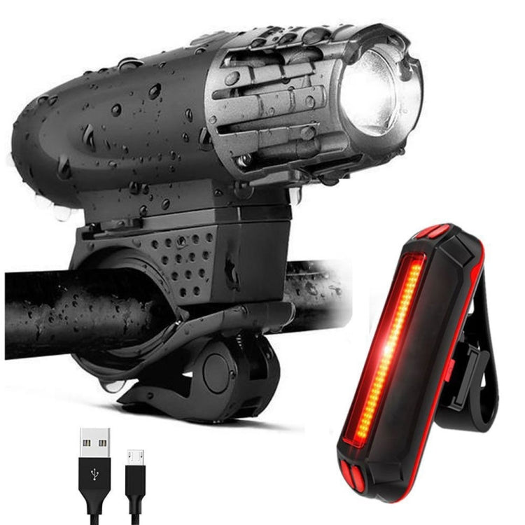 ไฟจักรยาน USB ไฟเตือนจักรยานเสือภูเขาแบบชาร์จไฟได้, Front Light + Tail Light