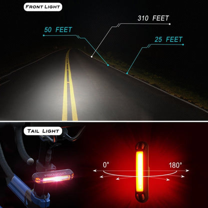 ไฟจักรยาน USB ไฟเตือนจักรยานเสือภูเขาแบบชาร์จไฟได้, Front Light + Tail Light