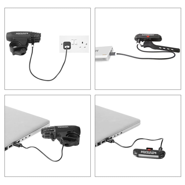 ไฟจักรยาน USB ไฟเตือนจักรยานเสือภูเขาแบบชาร์จไฟได้, Front Light + Tail Light