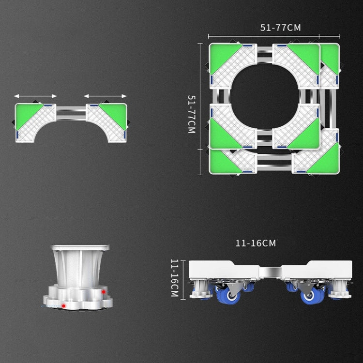 ขายึดตู้เย็นสแตนเลสแบบปรับได้ขายึดฐานเครื่องซักผ้า, Single Tube 4 Legs, Single Tube 4 Wheels, Double Tubes 4 Wheels + 4 Legs, Double Tubes 4 Wheels + 8 Legs, Double Tubes 8 Wheels + 4 Legs, Double Tube 12 Feet