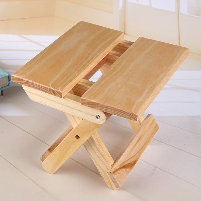แบบพกพาSimple Pineไม้เก้าอี้พับกลางแจ้งตกปลาเก้าอี้สตูล, Wooden Folding Stool