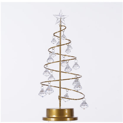 LED Wrought Iron Night Light คริสตัลต้นคริสต์มาสตกแต่งห้องโคมไฟตั้งโต๊ะขนาดเล็ก