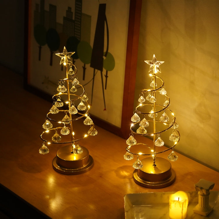 LED Wrought Iron Night Light คริสตัลต้นคริสต์มาสตกแต่งห้องโคมไฟตั้งโต๊ะขนาดเล็ก