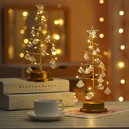 LED Wrought Iron Night Light คริสตัลต้นคริสต์มาสตกแต่งห้องโคมไฟตั้งโต๊ะขนาดเล็ก