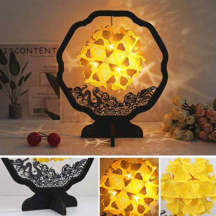 กระดาษศิลปะแสงและเงากระดาษแกะสลัก DIY Handmade สร้างสรรค์โคมไฟตั้งโต๊ะขนาดเล็ก, Round-shaped, Fan-shaped, Arc-shaped