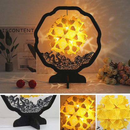 กระดาษศิลปะแสงและเงากระดาษแกะสลัก DIY Handmade สร้างสรรค์โคมไฟตั้งโต๊ะขนาดเล็ก, Round-shaped, Fan-shaped, Arc-shaped