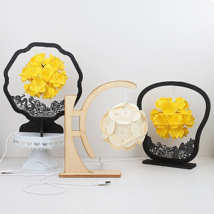 กระดาษศิลปะแสงและเงากระดาษแกะสลัก DIY Handmade สร้างสรรค์โคมไฟตั้งโต๊ะขนาดเล็ก, Round-shaped, Fan-shaped, Arc-shaped