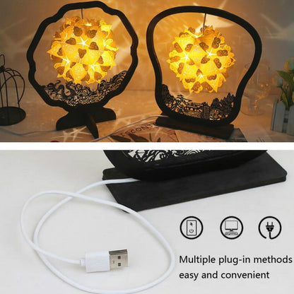 กระดาษศิลปะแสงและเงากระดาษแกะสลัก DIY Handmade สร้างสรรค์โคมไฟตั้งโต๊ะขนาดเล็ก, Round-shaped, Fan-shaped, Arc-shaped