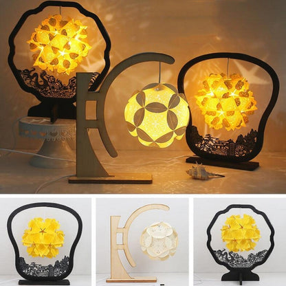 กระดาษศิลปะแสงและเงากระดาษแกะสลัก DIY Handmade สร้างสรรค์โคมไฟตั้งโต๊ะขนาดเล็ก, Round-shaped, Fan-shaped, Arc-shaped