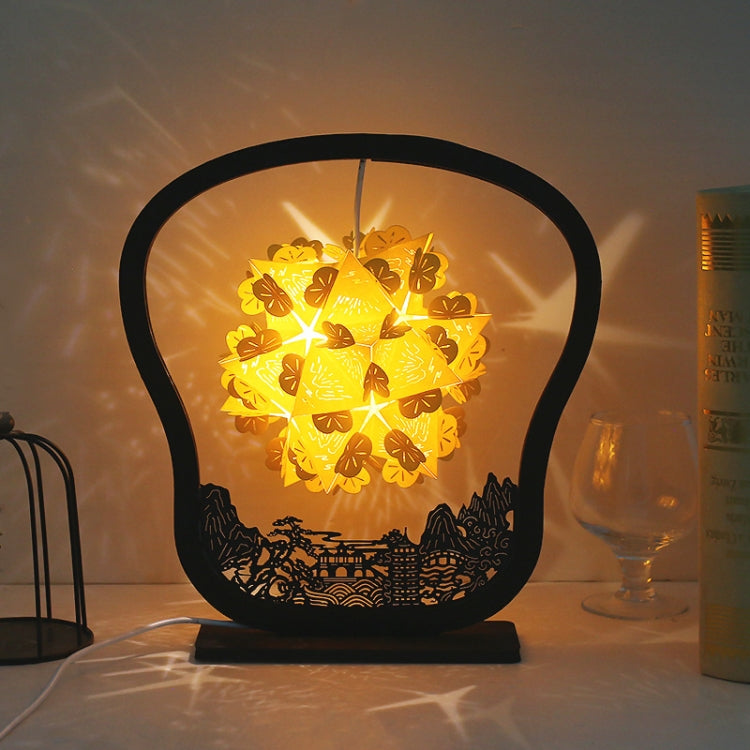 กระดาษศิลปะแสงและเงากระดาษแกะสลัก DIY Handmade สร้างสรรค์โคมไฟตั้งโต๊ะขนาดเล็ก, Round-shaped, Fan-shaped, Arc-shaped