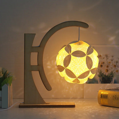 กระดาษศิลปะแสงและเงากระดาษแกะสลัก DIY Handmade สร้างสรรค์โคมไฟตั้งโต๊ะขนาดเล็ก, Round-shaped, Fan-shaped, Arc-shaped