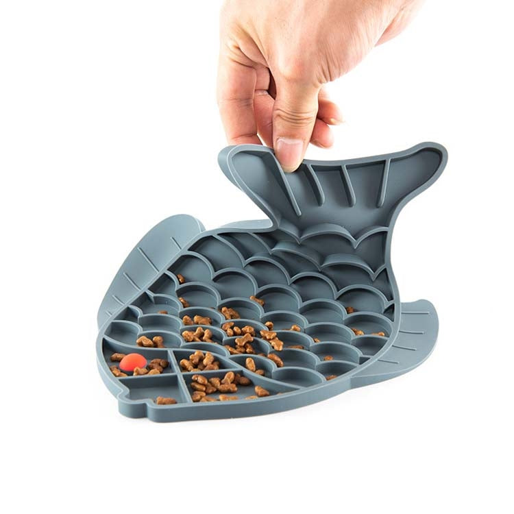 2 PCS สัตว์เลี้ยงแมวและสุนัขซิลิโคนอาหารช้า Anti-choke Bowl, Fish Type, Claw Type, Flower Type