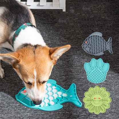 2 PCS สัตว์เลี้ยงแมวและสุนัขซิลิโคนอาหารช้า Anti-choke Bowl, Fish Type, Claw Type, Flower Type