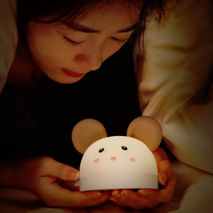 น่ารัก เม้าส์ ซิลิคอนไฟกลางคืนพร้อมฟังก์ชั่นนาฬิกาปลุกอิเล็กทรอนิกส์โคมไฟตั้งโต๊ะข้างเตียงนอนนาฬิกาการเรียนรู้