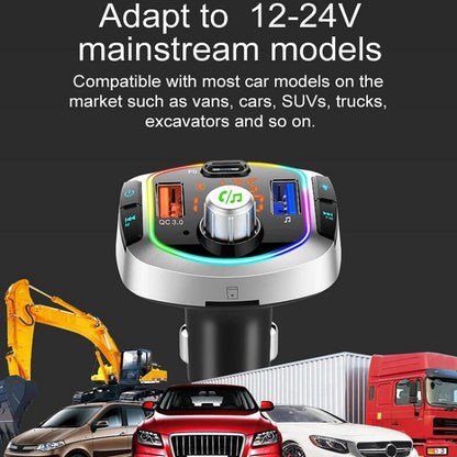 BC63 รถที่มีสีสันการ์ด MP3 Player มัลติฟังก์ชั่นบลูทูธ U Disk Charger รถบุหรี่ไฟแช็ก, BC63