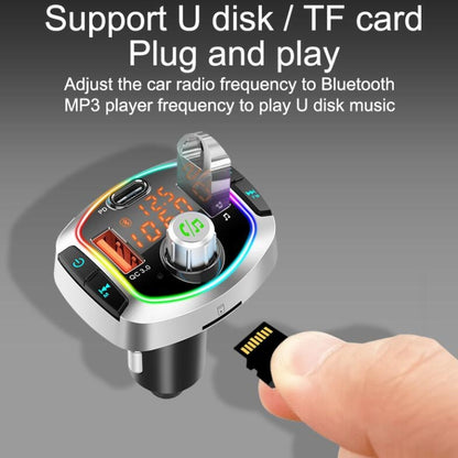 BC63 รถที่มีสีสันการ์ด MP3 Player มัลติฟังก์ชั่นบลูทูธ U Disk Charger รถบุหรี่ไฟแช็ก, BC63