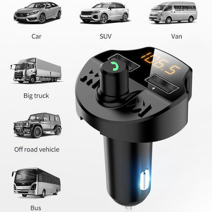 T66 รถ Bluetooth Car Charger ไฟแช็ก MP3 Player แฮนด์ฟรีเครื่องส่งสัญญาณ FM ในรถยนต์, T66